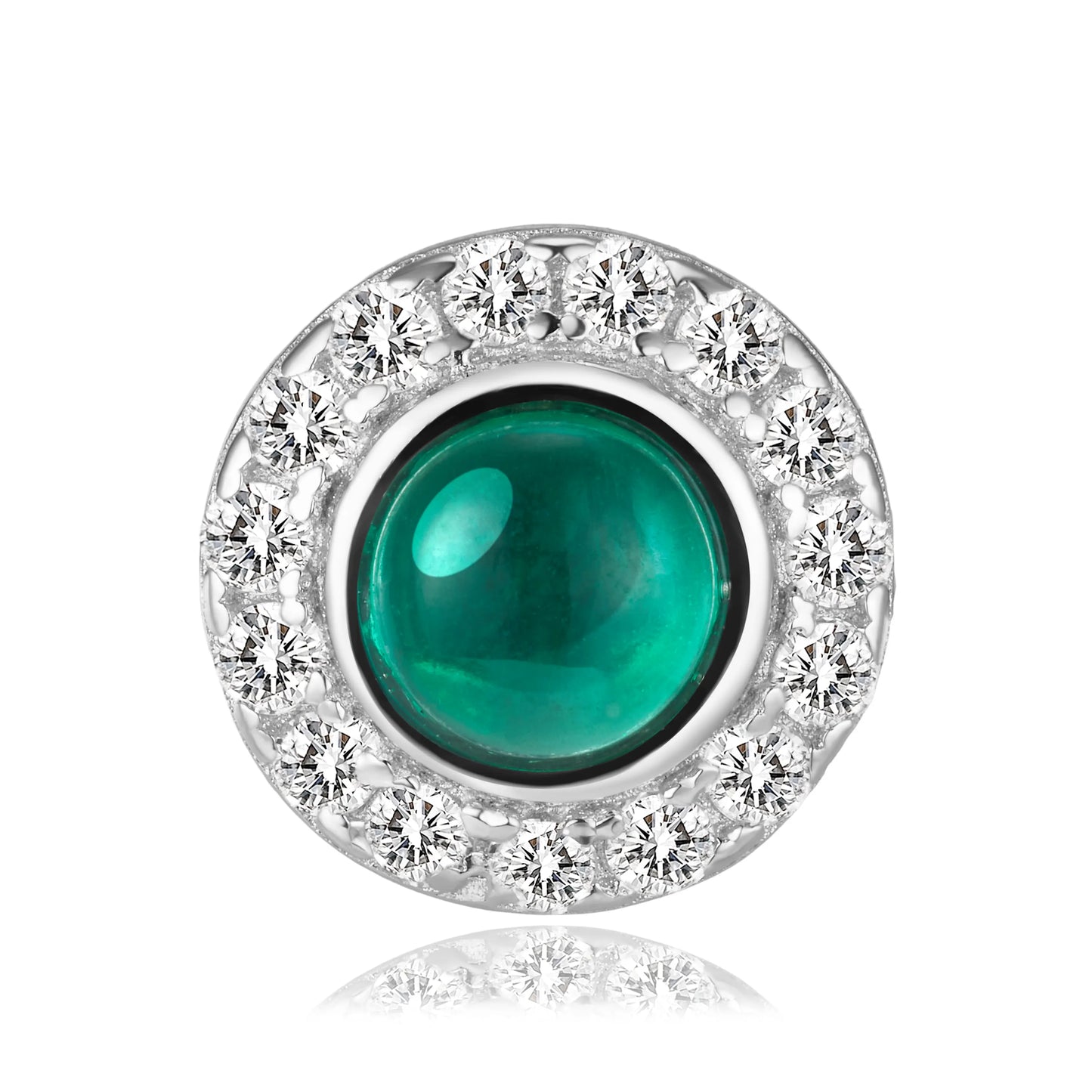 0.55 Ct Round Lab Emerald Earrings| Rhodium-Plated S925 Silver, Custom Available