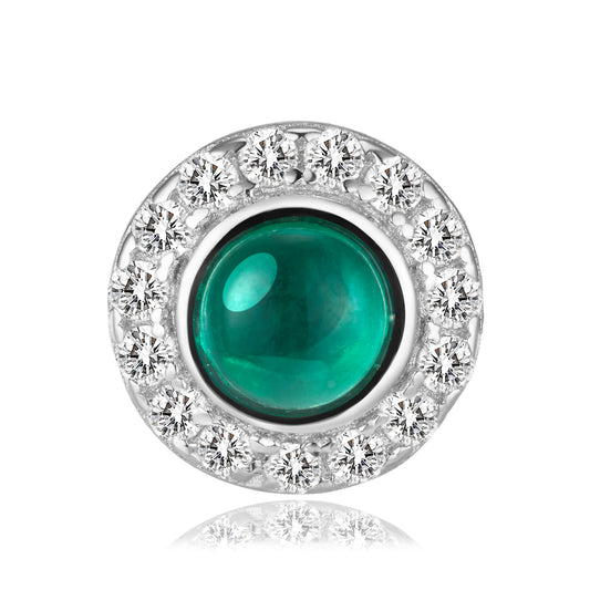 0.55 Ct Round Lab Emerald Earrings| Rhodium-Plated S925 Silver, Custom Available