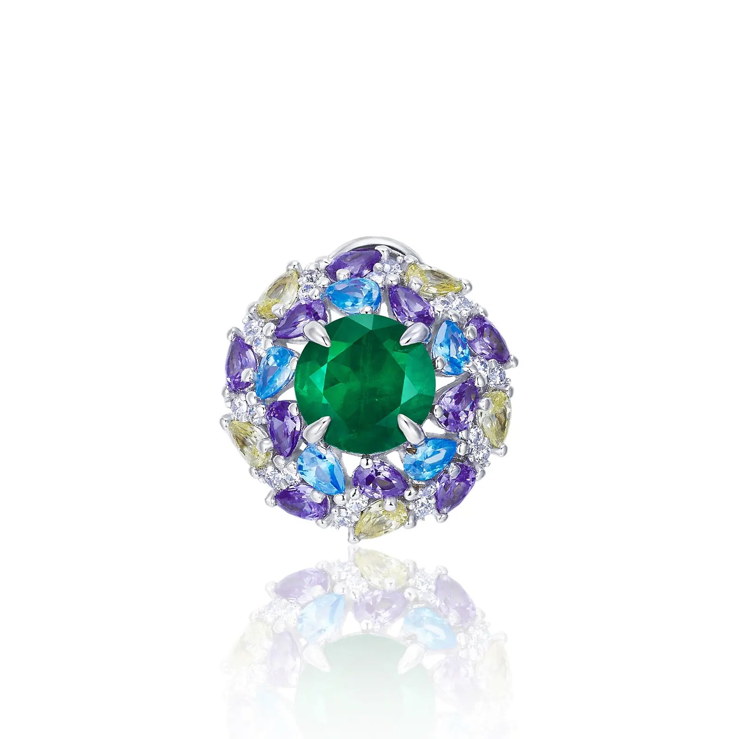 7MM 2.19 Ct Round Lab Emerald Earrings | Rhodium-Plated S925 Silver, Custom Available