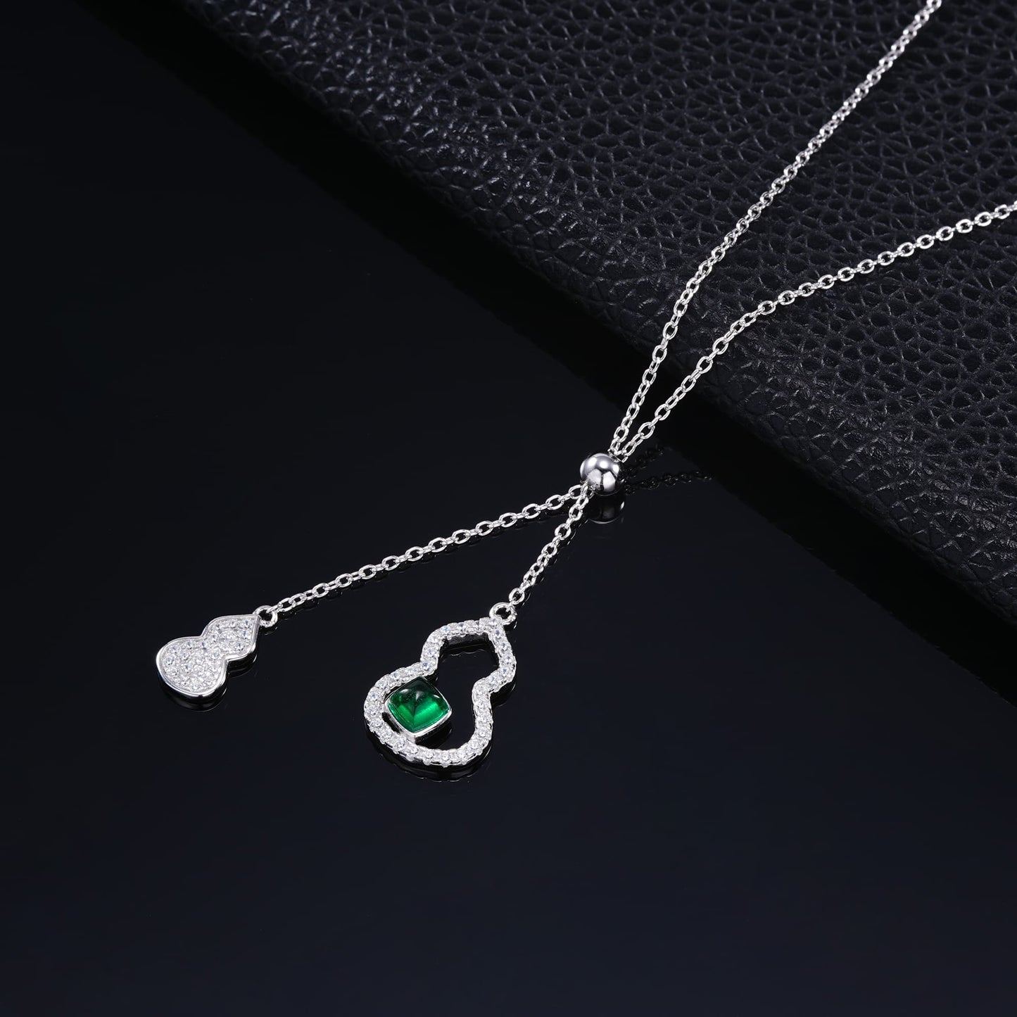 4*4 MM 0.4 Ct Square Lab Emerald Necklace | Rhodium-Plated S925 Silver, Custom Available