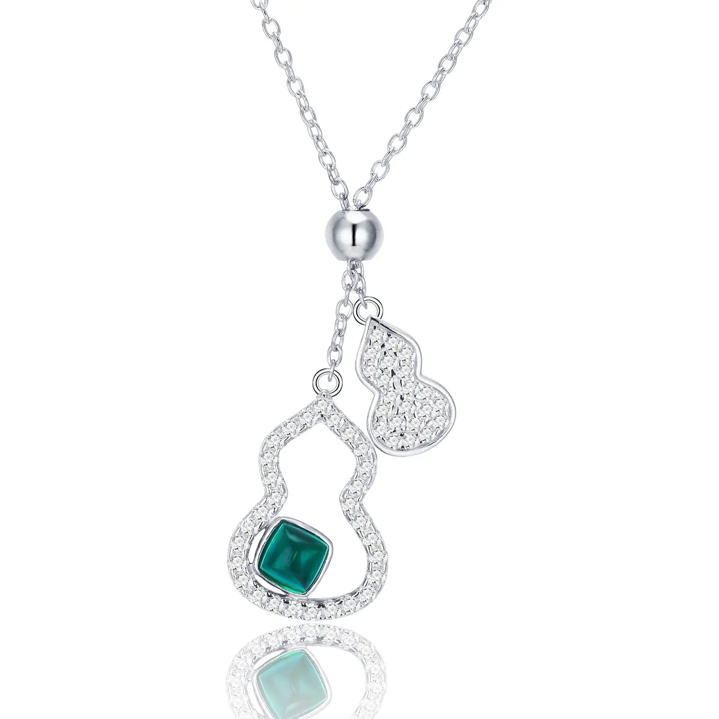 4*4 MM 0.4 Ct Square Lab Emerald Necklace | Rhodium-Plated S925 Silver, Custom Available