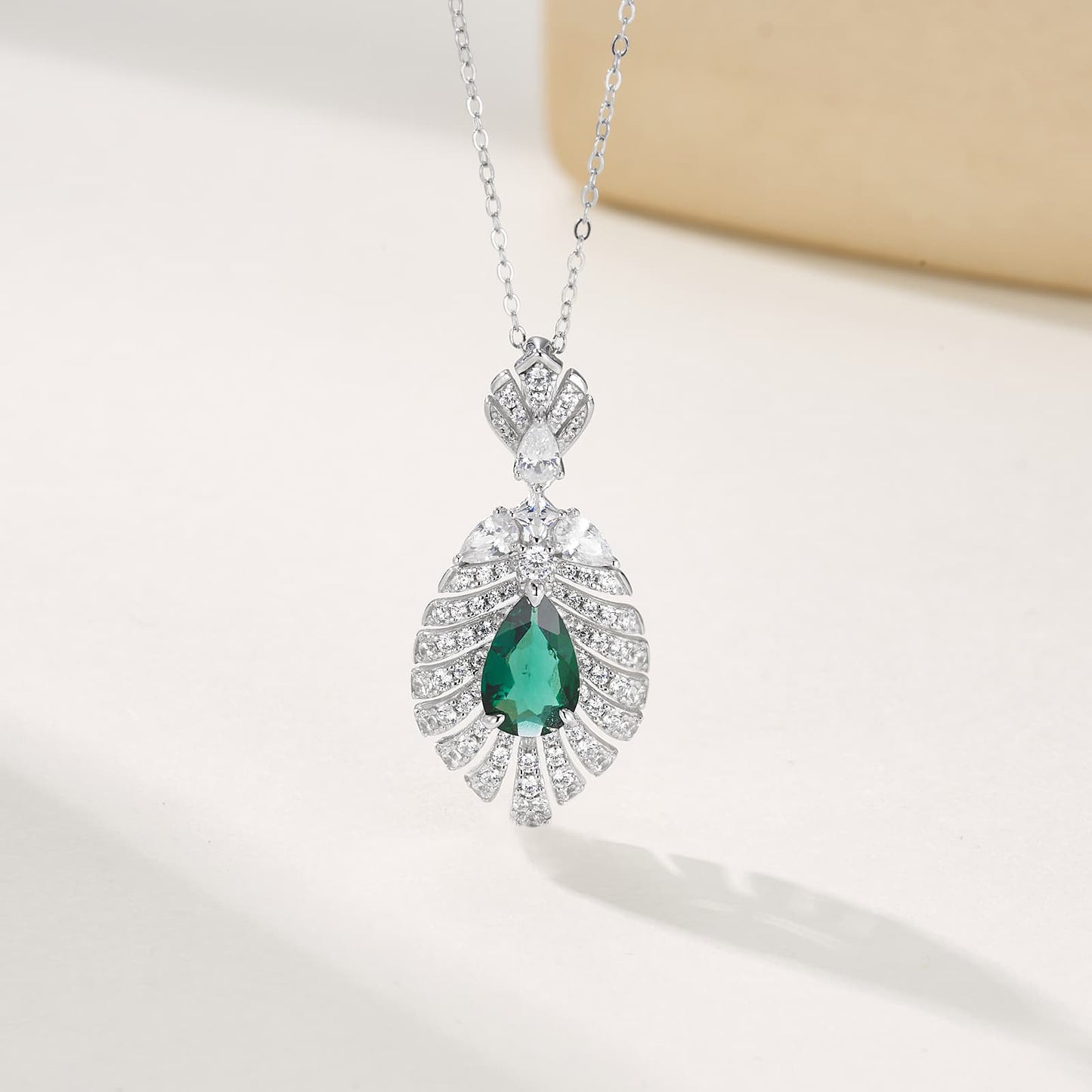 1.79Ct Lab Emerald Necklace | Rhodium-Plated S925 Silver, Custom Available