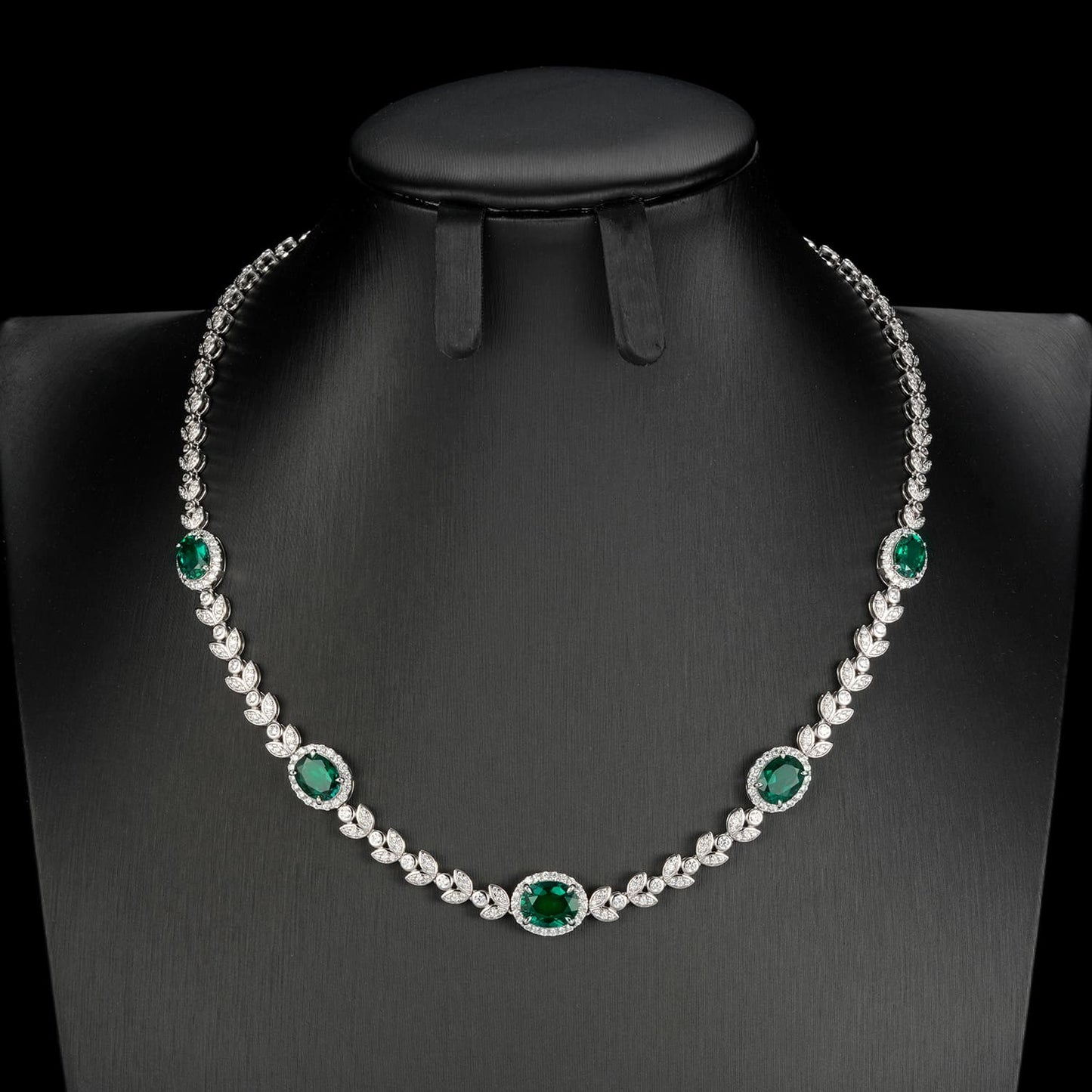 7.44ct Lab Emerald Necklace | Rhodium-Plated S925 Silver, Custom Available