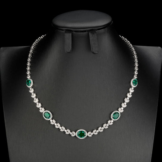 7.44ct Lab Emerald Necklace | Rhodium-Plated S925 Silver, Custom Available