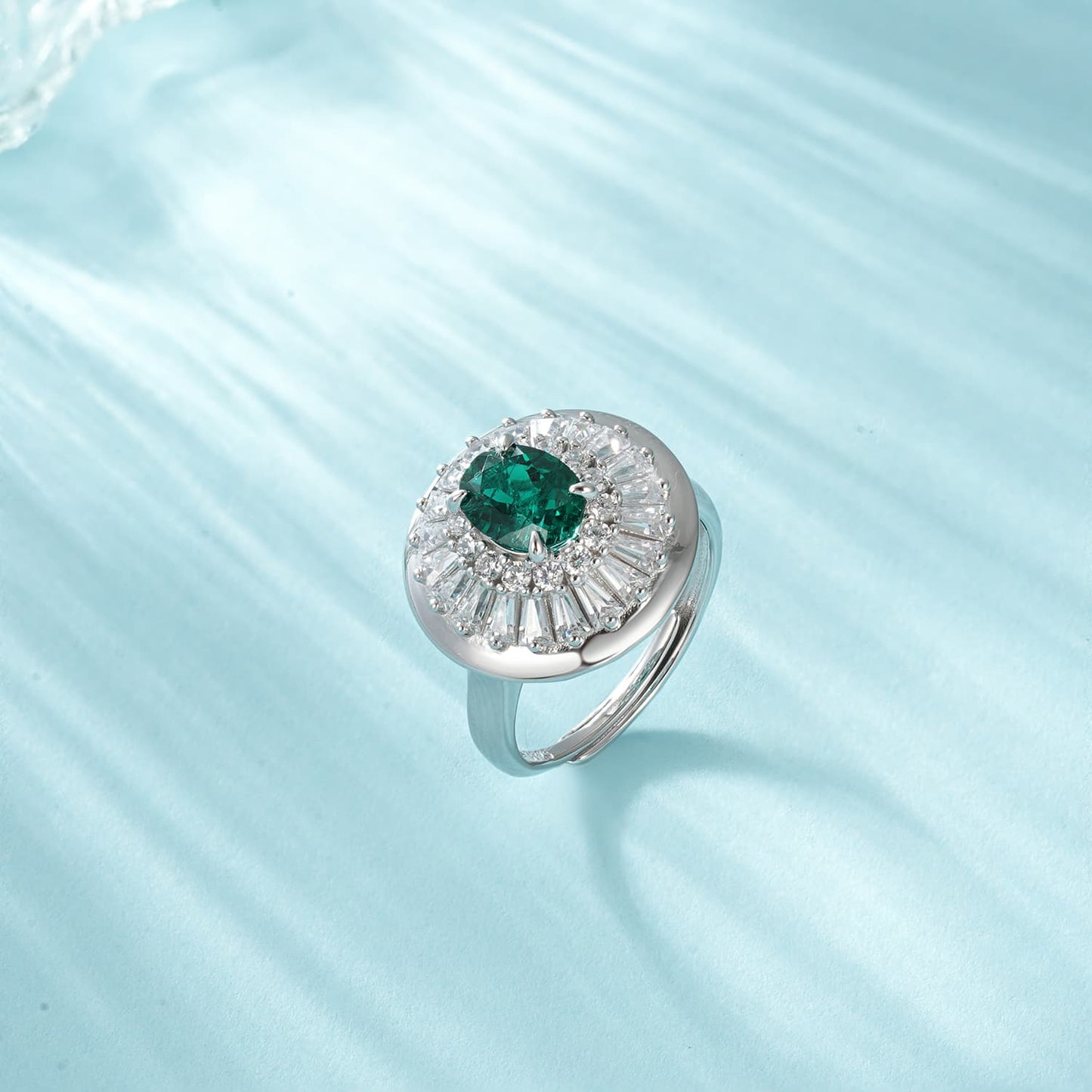 6*8mm 1.5Ct Oval Lab Emerald Ring | Rhodium-Plated S925 Silver, Custom Available
