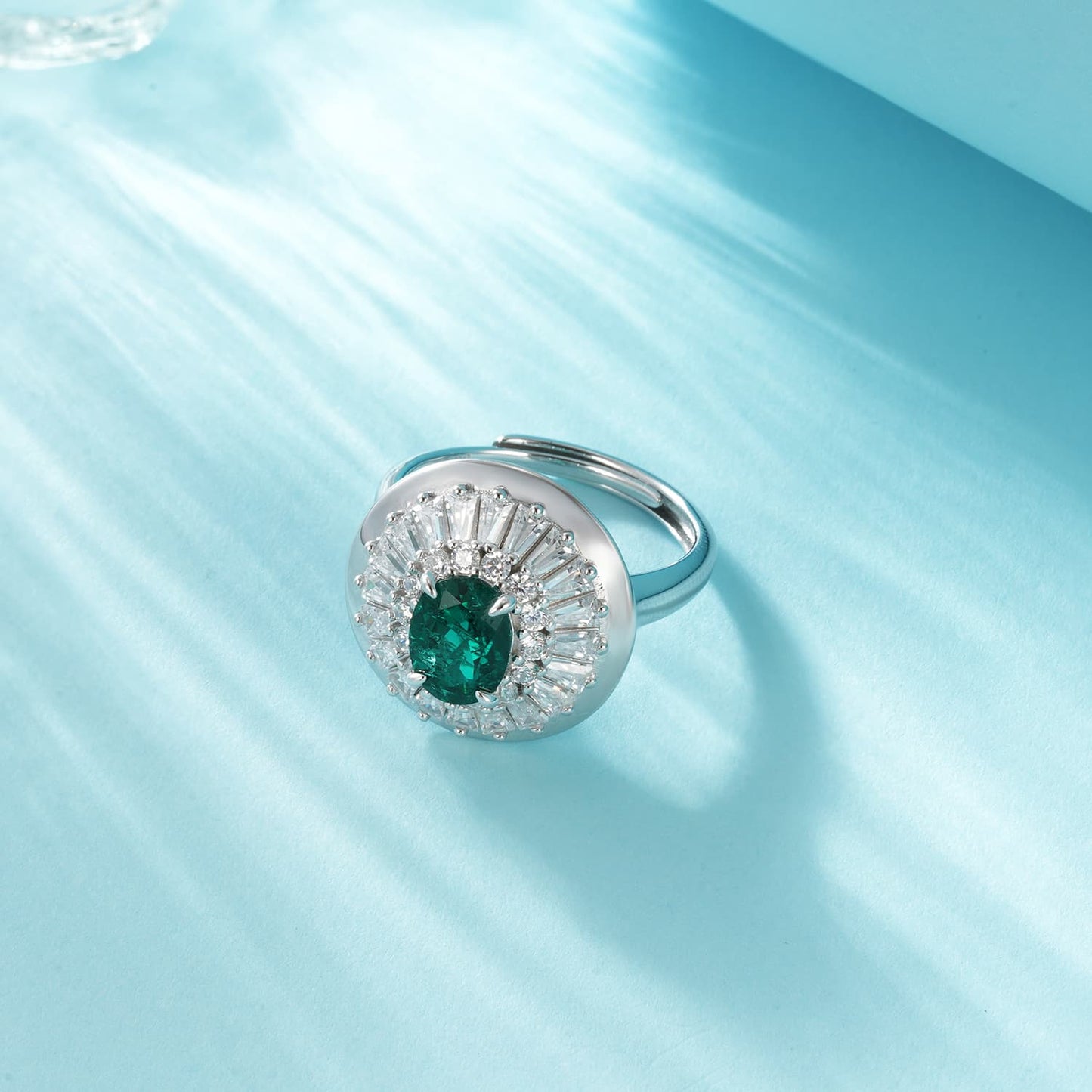 6*8mm 1.5Ct Oval Lab Emerald Ring | Rhodium-Plated S925 Silver, Custom Available