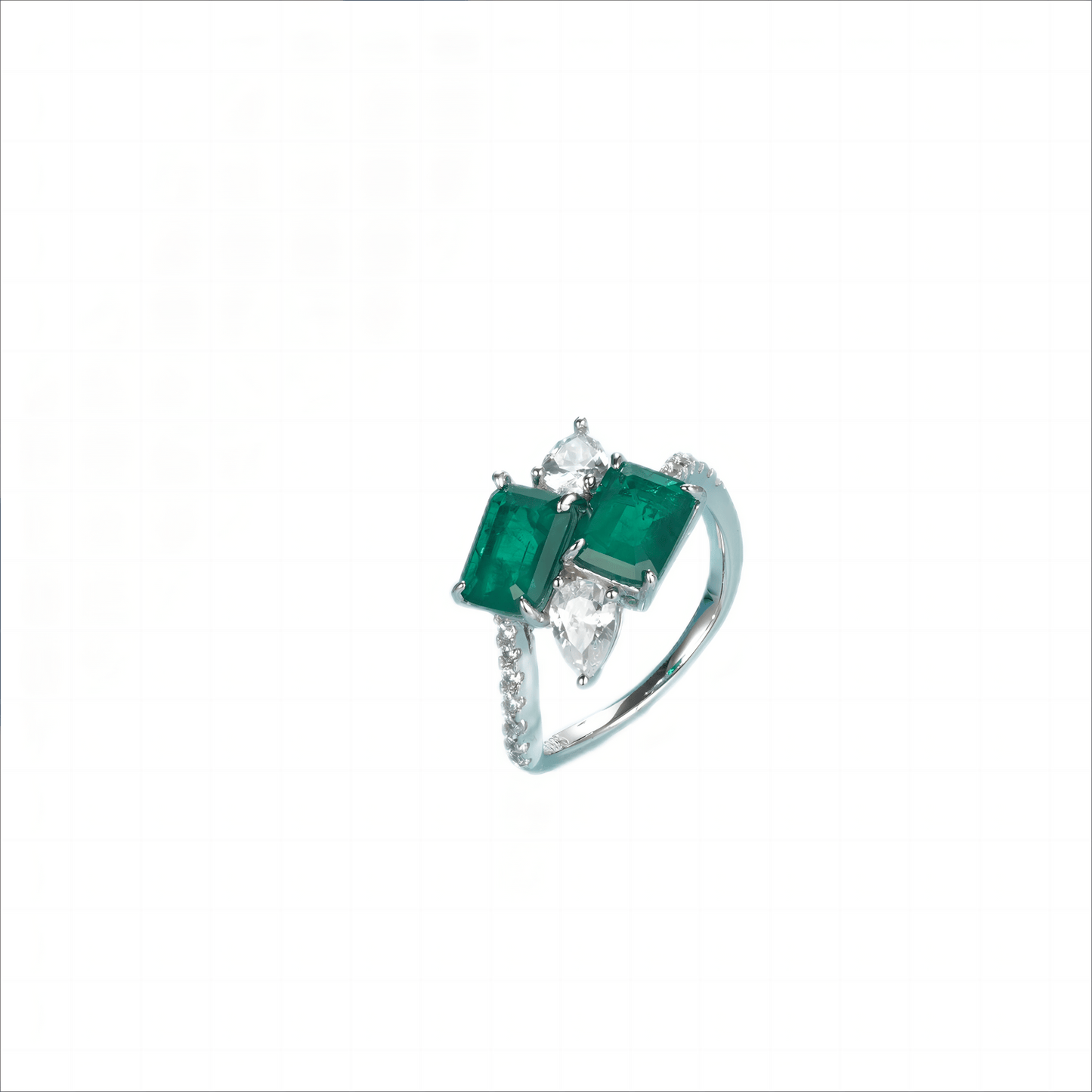 6*8 mm 2ct Rectangle Lab Emerald Ring | Rhodium-Plated S925 Silver, Custom Available