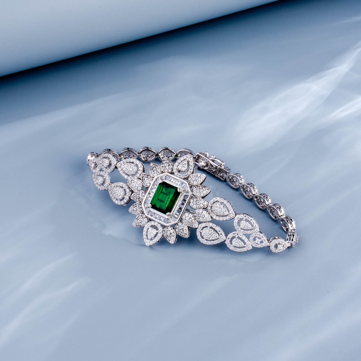 Rectangle Lab Emerald S925 Set | Silver Jewelry, Custom Available