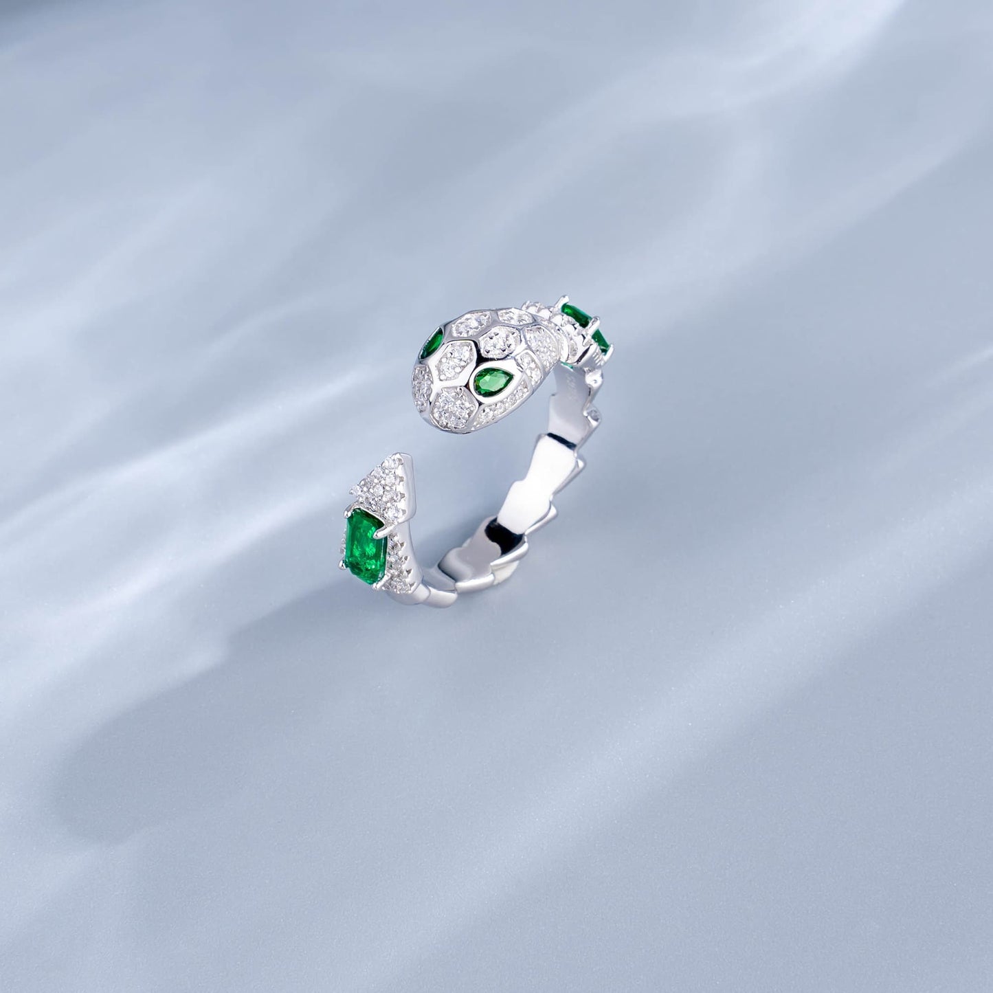 Rectangle Lab Emerald S925 Set | Silver Jewelry, Custom Available