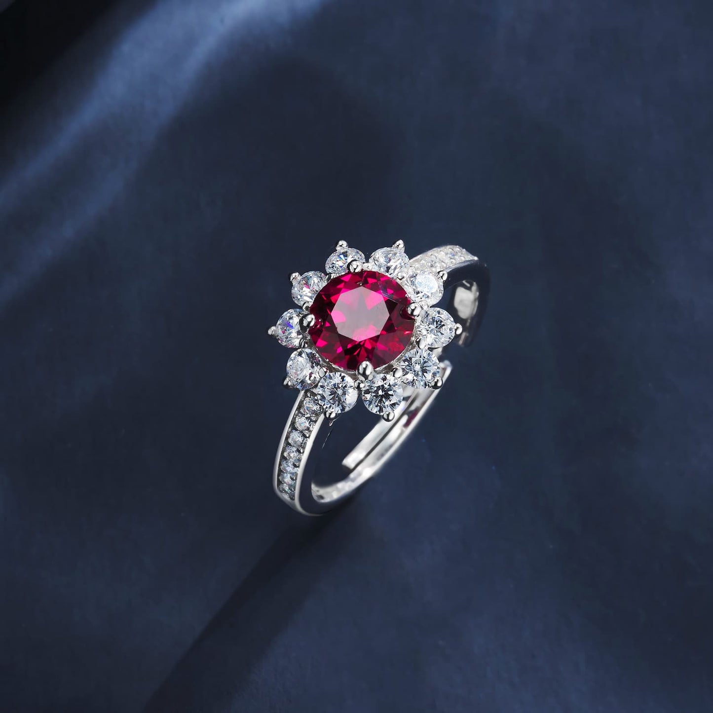 1.2ct Geometry Lab Ruby Ring | Rhodium-Plated S925 Silver, Custom Available