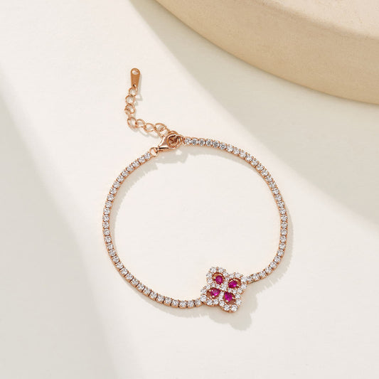 0.14ct Geometry Lab Ruby Bracelet | Rhodium-Plated S925 Silver, Custom Available