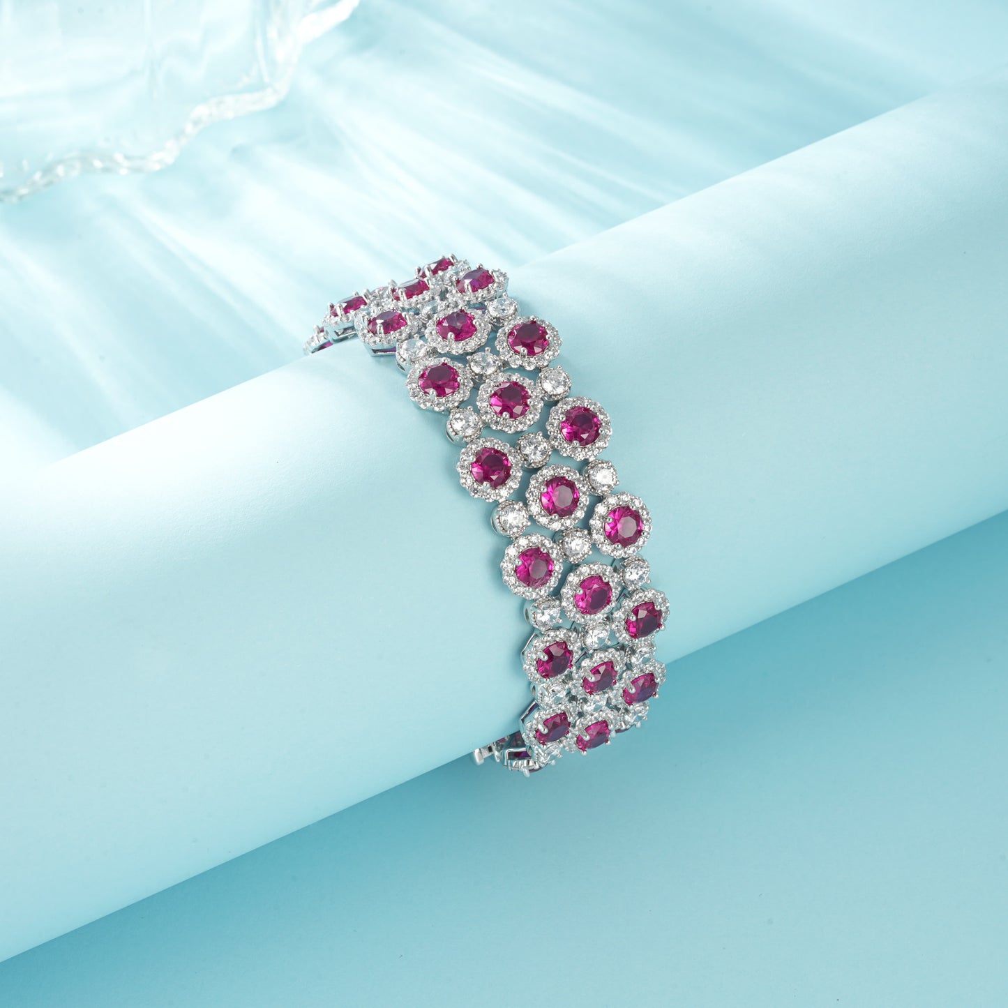 Geometry Lab Ruby Bracelet | Rhodium-Plated S925 Silver, Custom Available