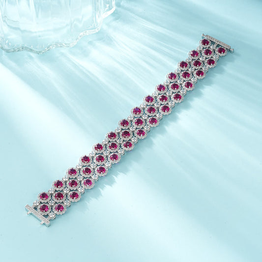 Geometry Lab Ruby Bracelet | Rhodium-Plated S925 Silver, Custom Available
