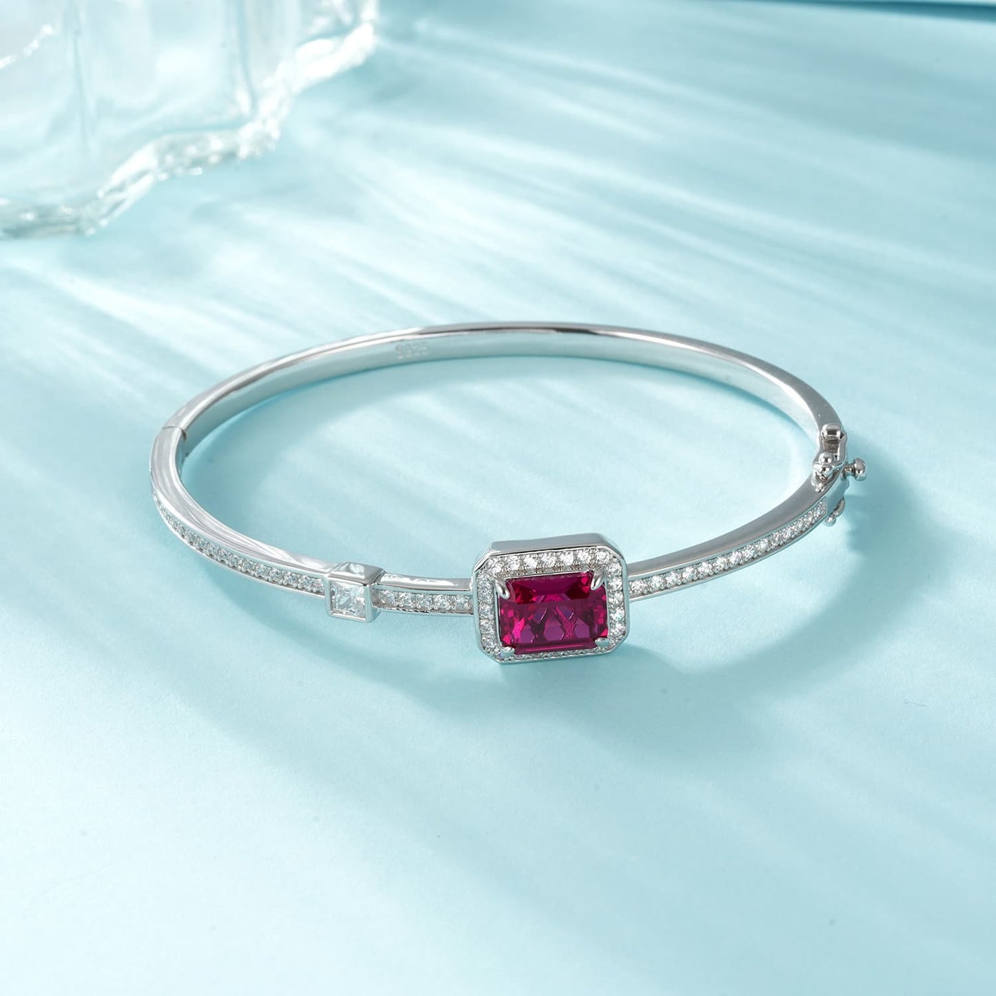 Cushion Lab Ruby Bracelet | Rhodium-Plated S925 Silver, Custom Available