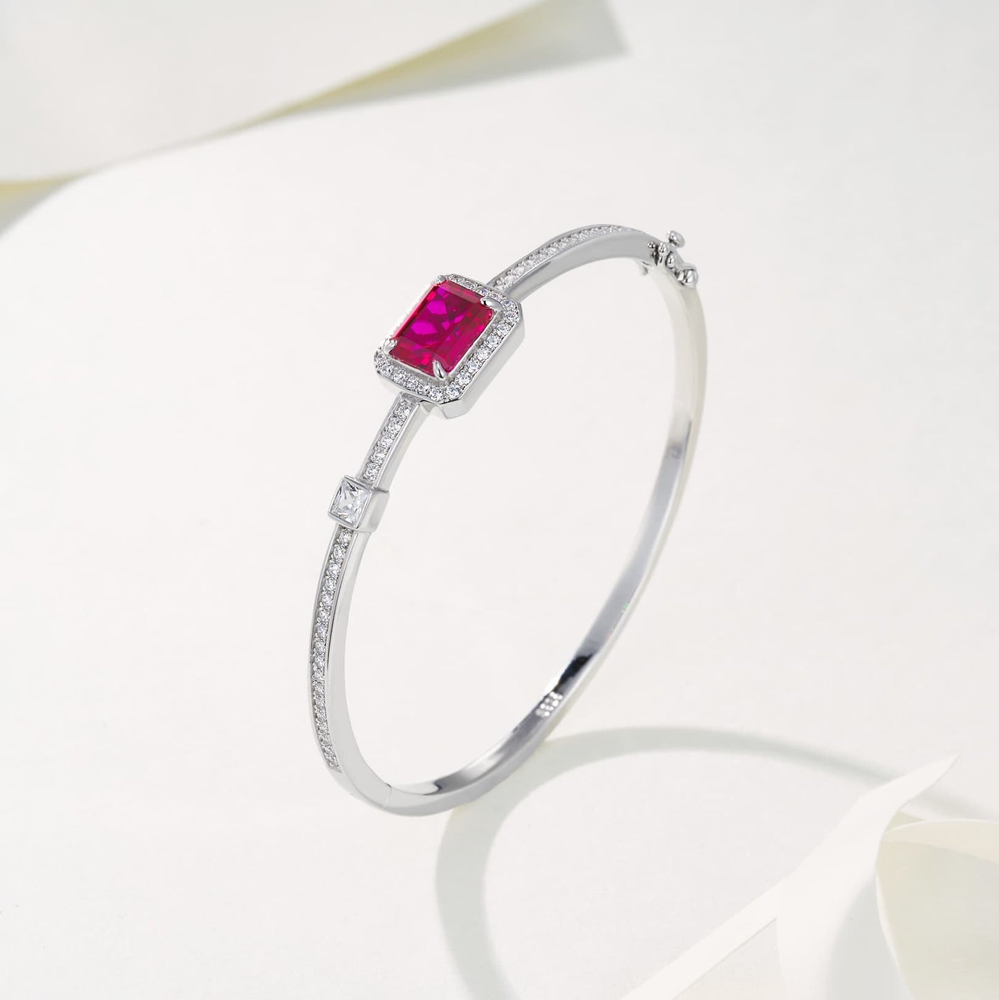 Cushion Lab Ruby Bracelet | Rhodium-Plated S925 Silver, Custom Available