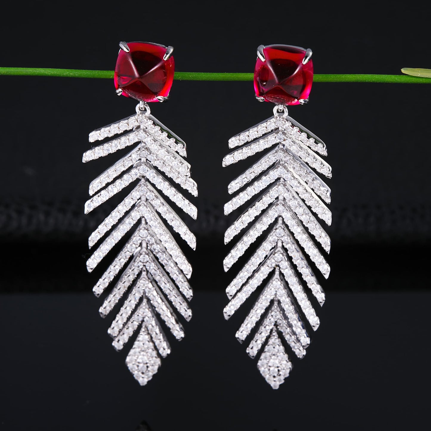 8ct Geometry Lab Ruby Earring | Rhodium-Plated S925 Silver, Custom Available