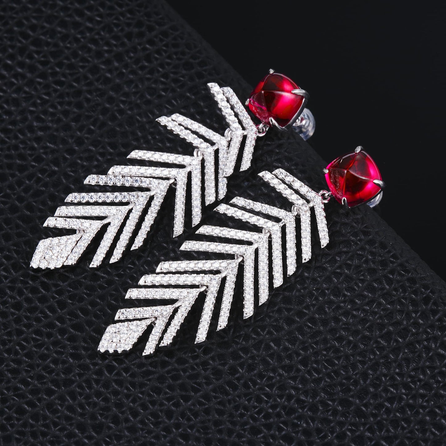 8ct Geometry Lab Ruby Earring | Rhodium-Plated S925 Silver, Custom Available