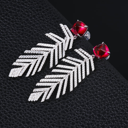 8ct Geometry Lab Ruby Earring | Rhodium-Plated S925 Silver, Custom Available