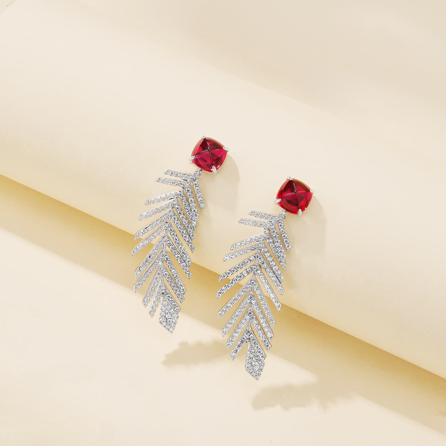 8ct Geometry Lab Ruby Earring | Rhodium-Plated S925 Silver, Custom Available