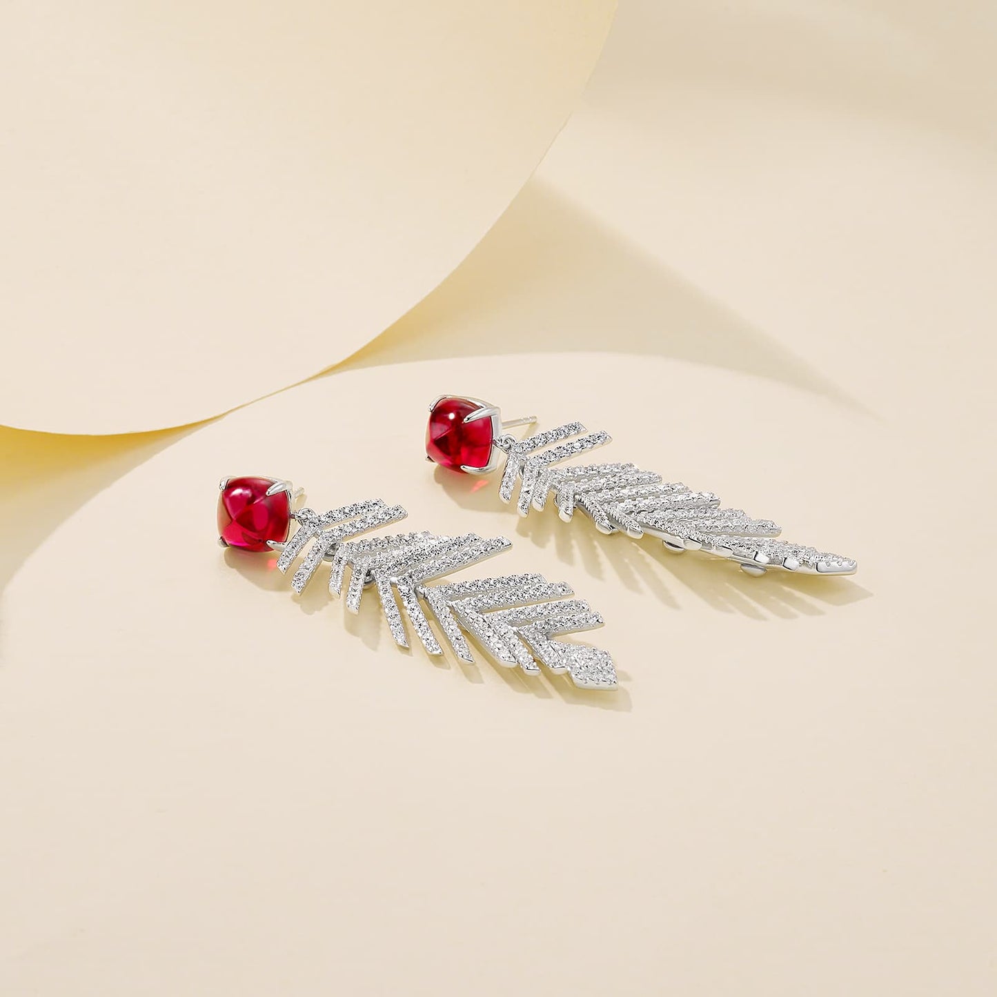 8ct Geometry Lab Ruby Earring | Rhodium-Plated S925 Silver, Custom Available