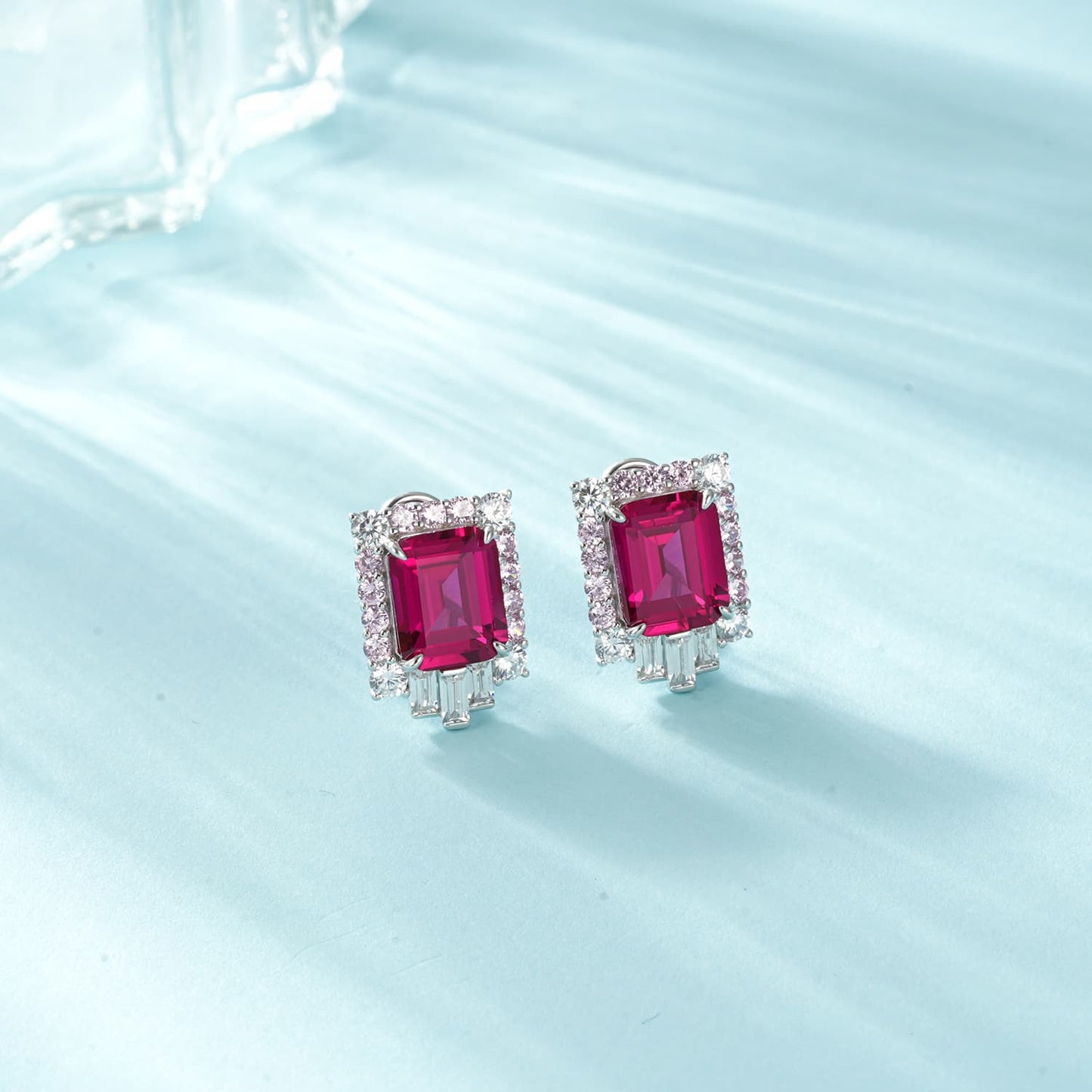 3.82ct SQ Lab Ruby Earring | Rhodium-Plated S925 Silver, Custom Available