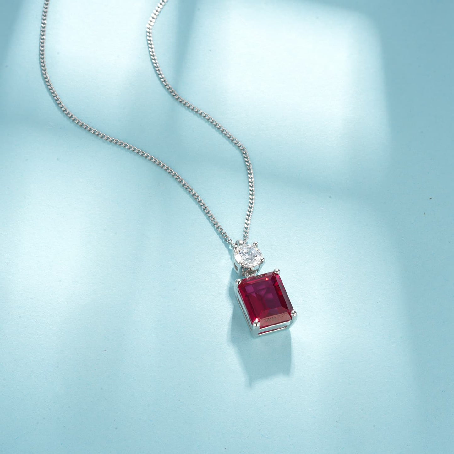3.65ct SQ Lab Ruby Necklace | Rhodium-Plated S925 Silver, Custom Available