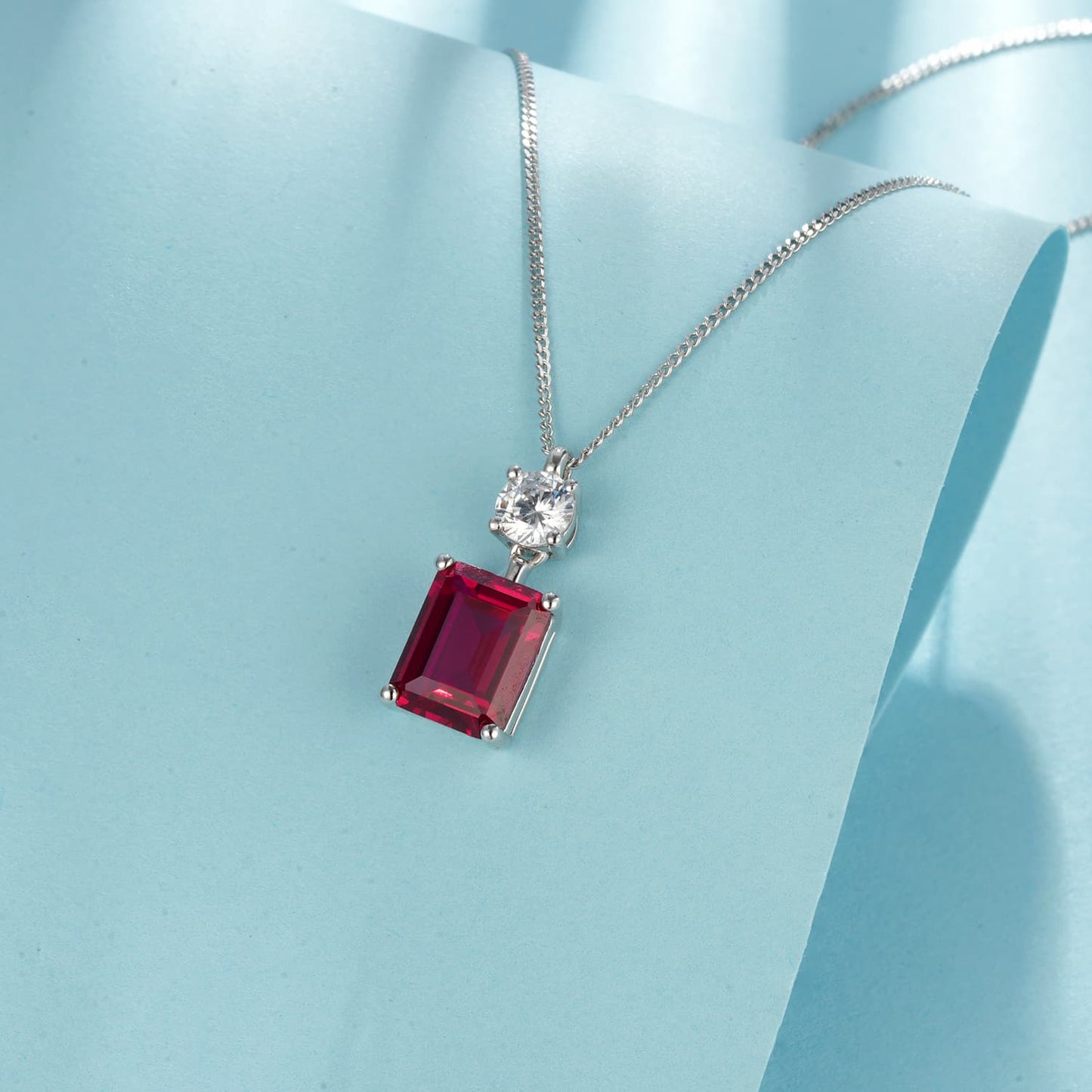 3.65ct SQ Lab Ruby Necklace | Rhodium-Plated S925 Silver, Custom Available