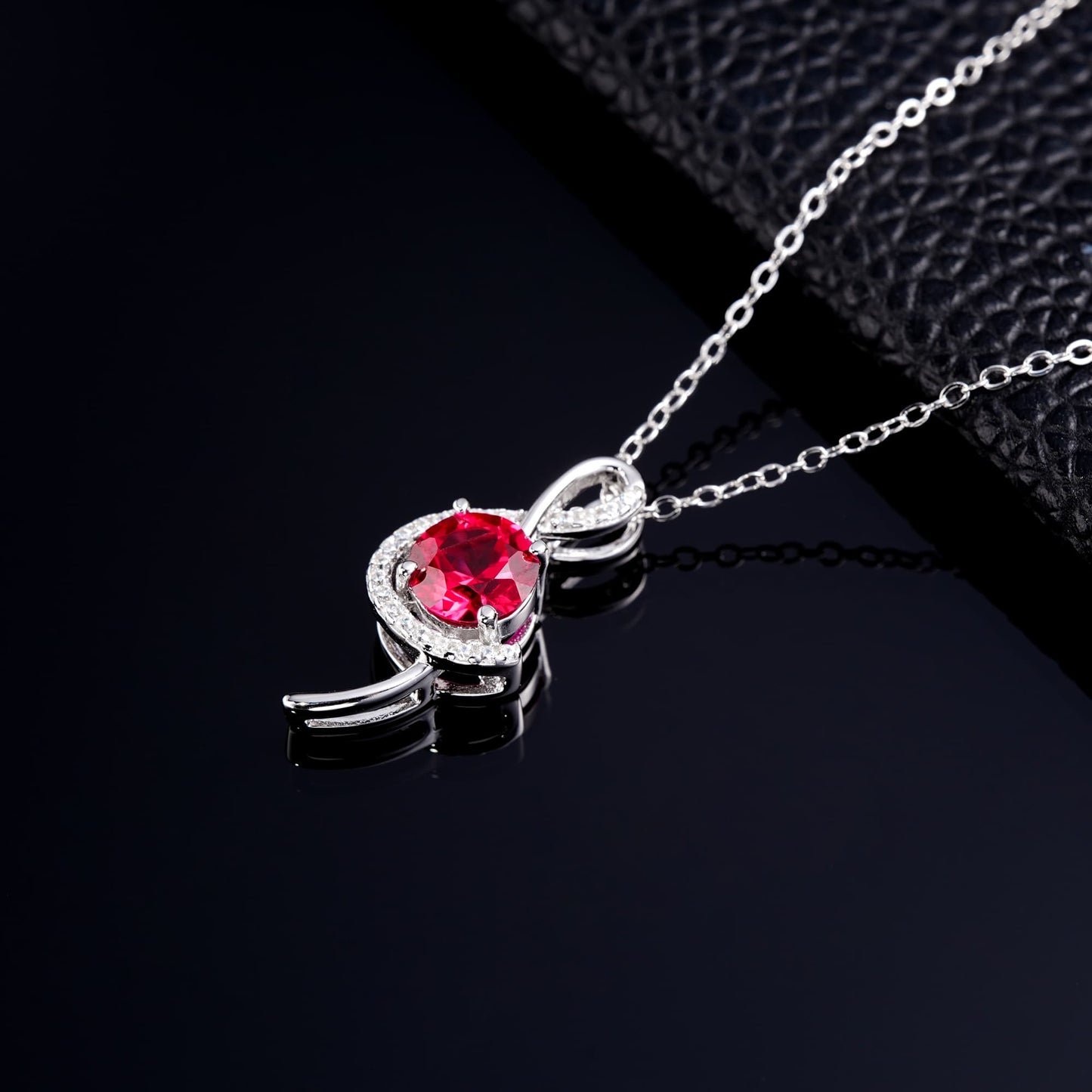 Geometry Lab Ruby Necklace | Rhodium-Plated S925 Silver, Custom Available