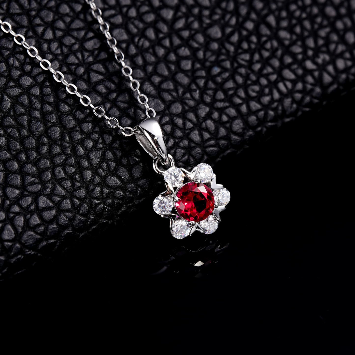 Geometry Lab Ruby Necklace | Rhodium-Plated S925 Silver, Custom Available