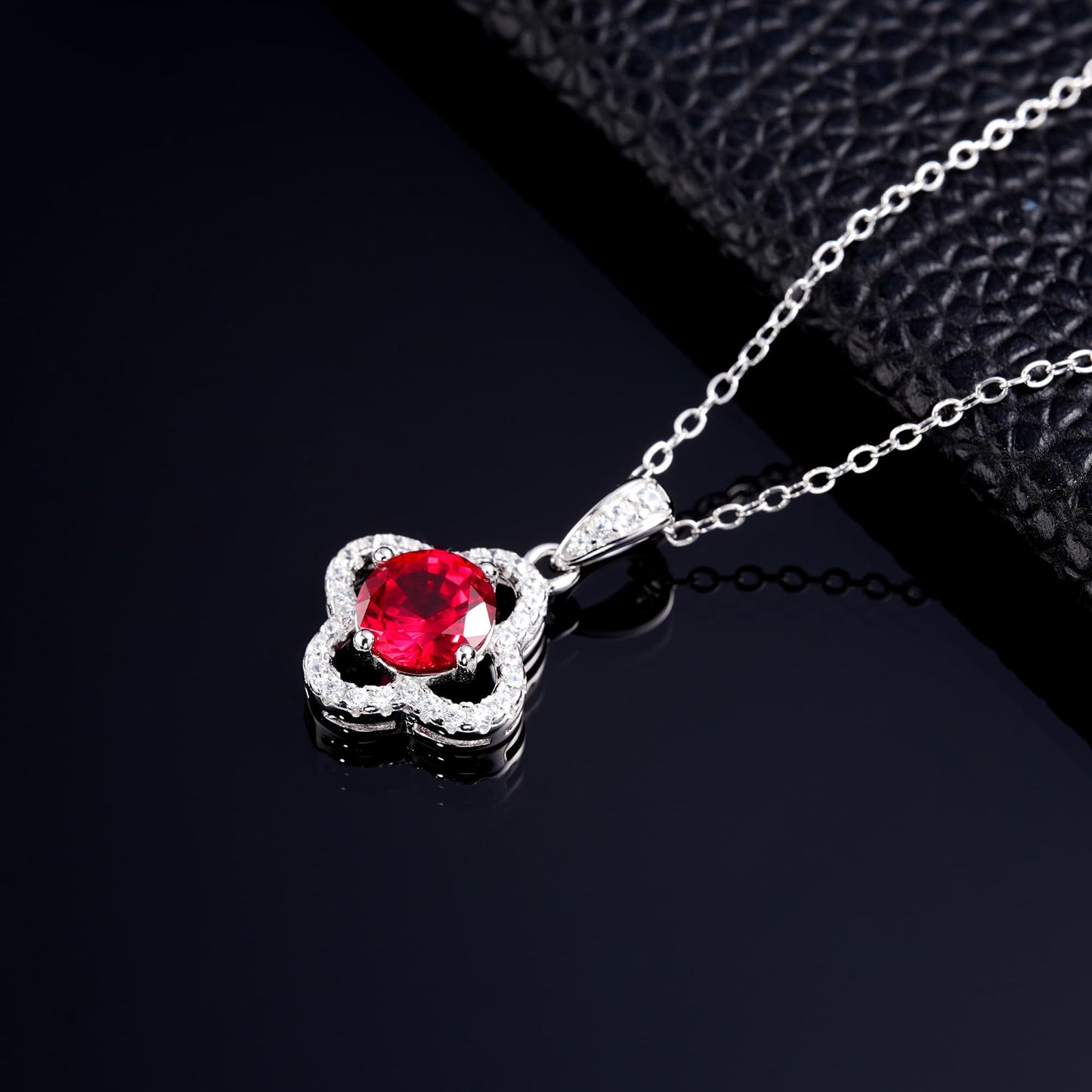 Geometry Lab Ruby Necklace | Rhodium-Plated S925 Silver, Custom Available