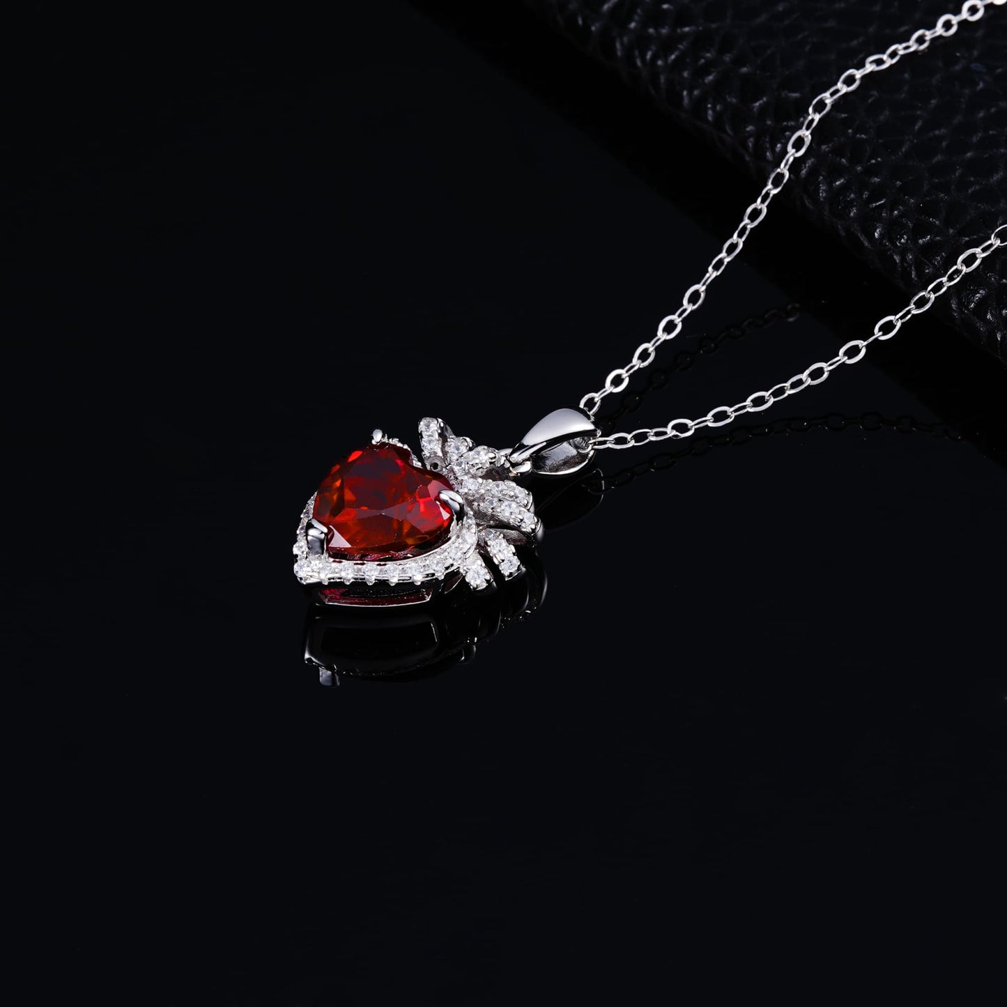 1.5ct Heart Lab Ruby Necklace | Rhodium-Plated S925 Silver, Custom Available