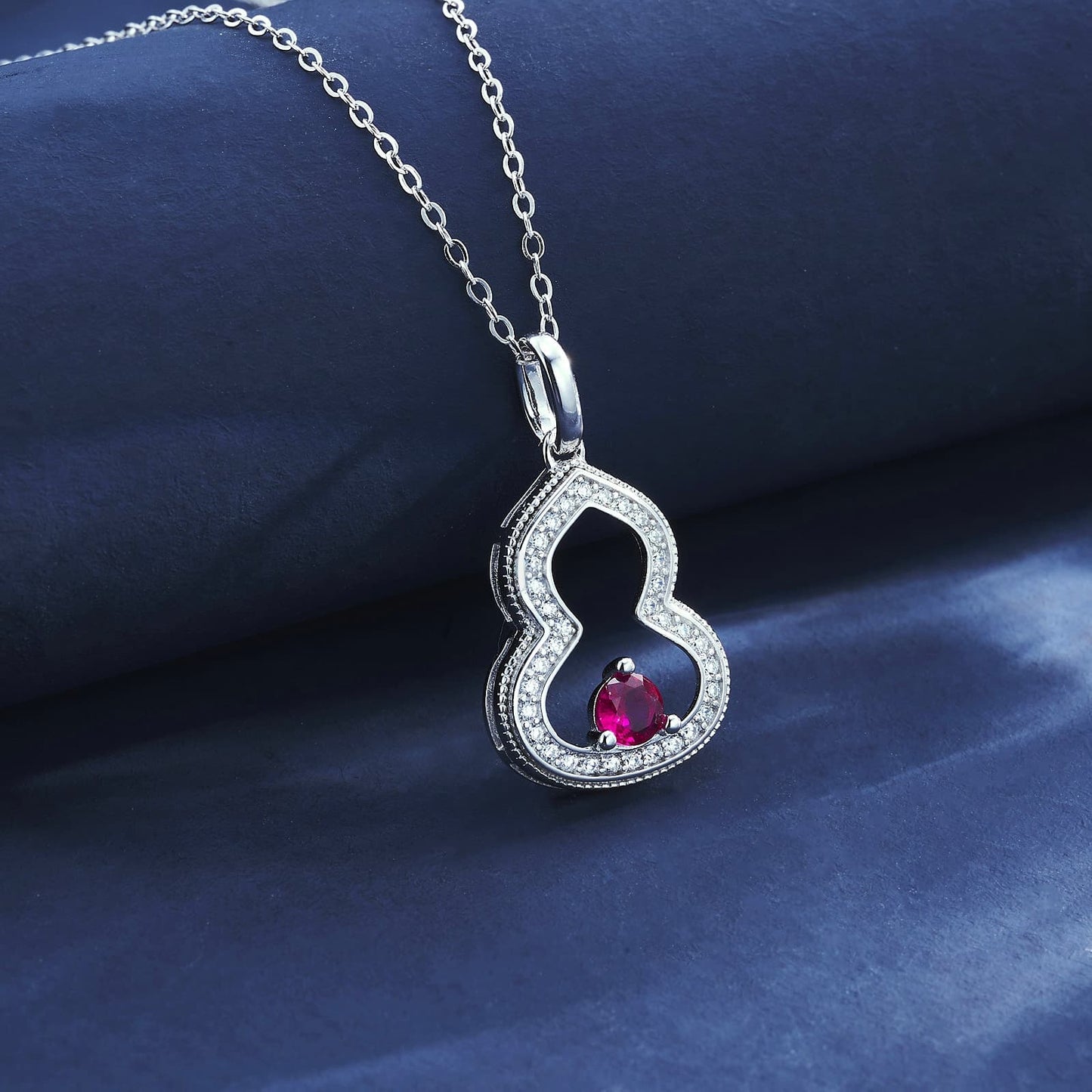 Geometry Lab Ruby Necklace | Rhodium-Plated S925 Silver, Custom Available