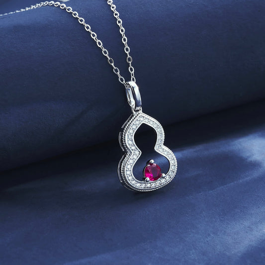 Geometry Lab Ruby Necklace | Rhodium-Plated S925 Silver, Custom Available