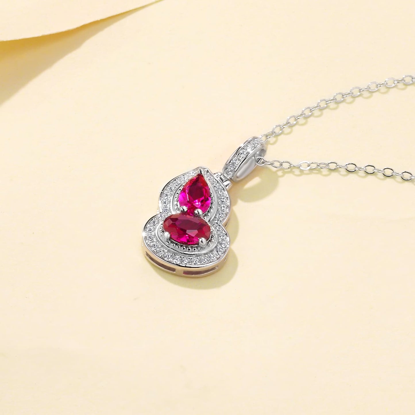 Geometry Lab Ruby Necklace | Rhodium-Plated S925 Silver, Custom Available