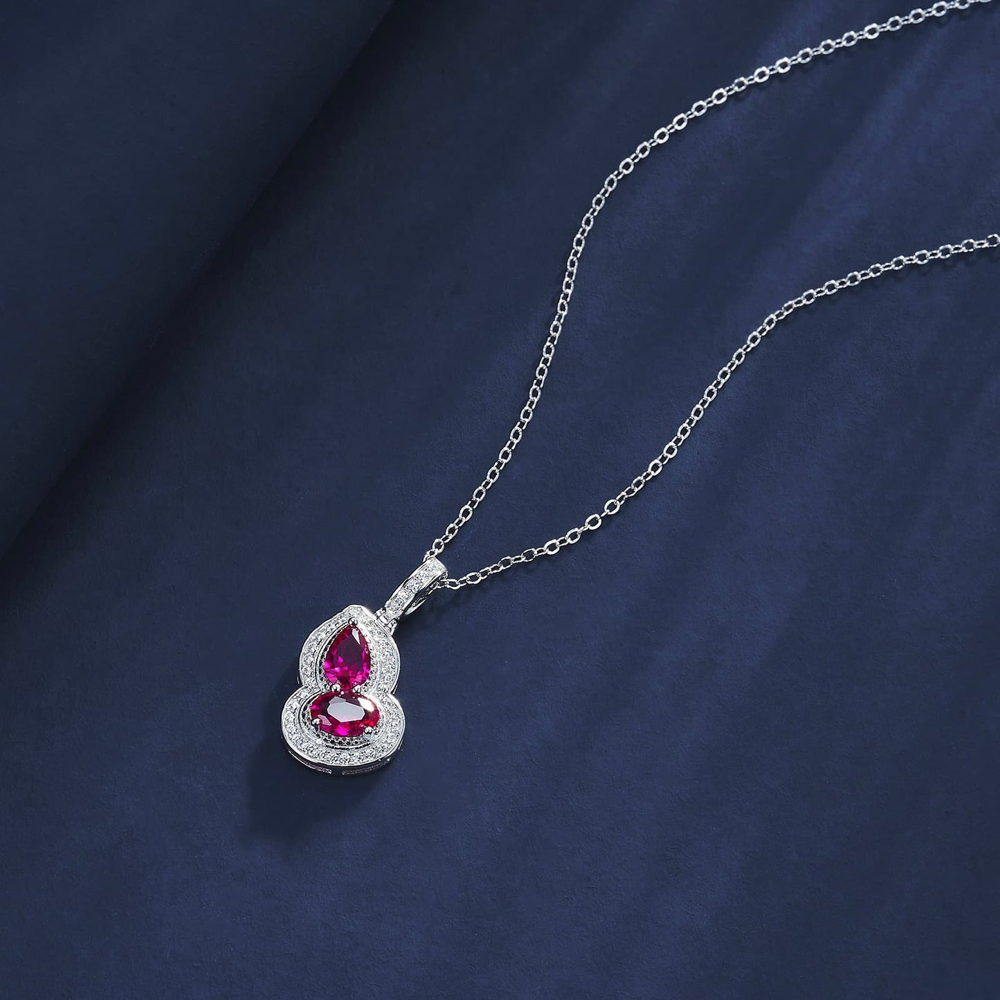 Geometry Lab Ruby Necklace | Rhodium-Plated S925 Silver, Custom Available