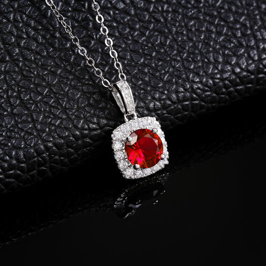 SQ Lab Ruby Necklace | Rhodium-Plated S925 Silver, Custom Available