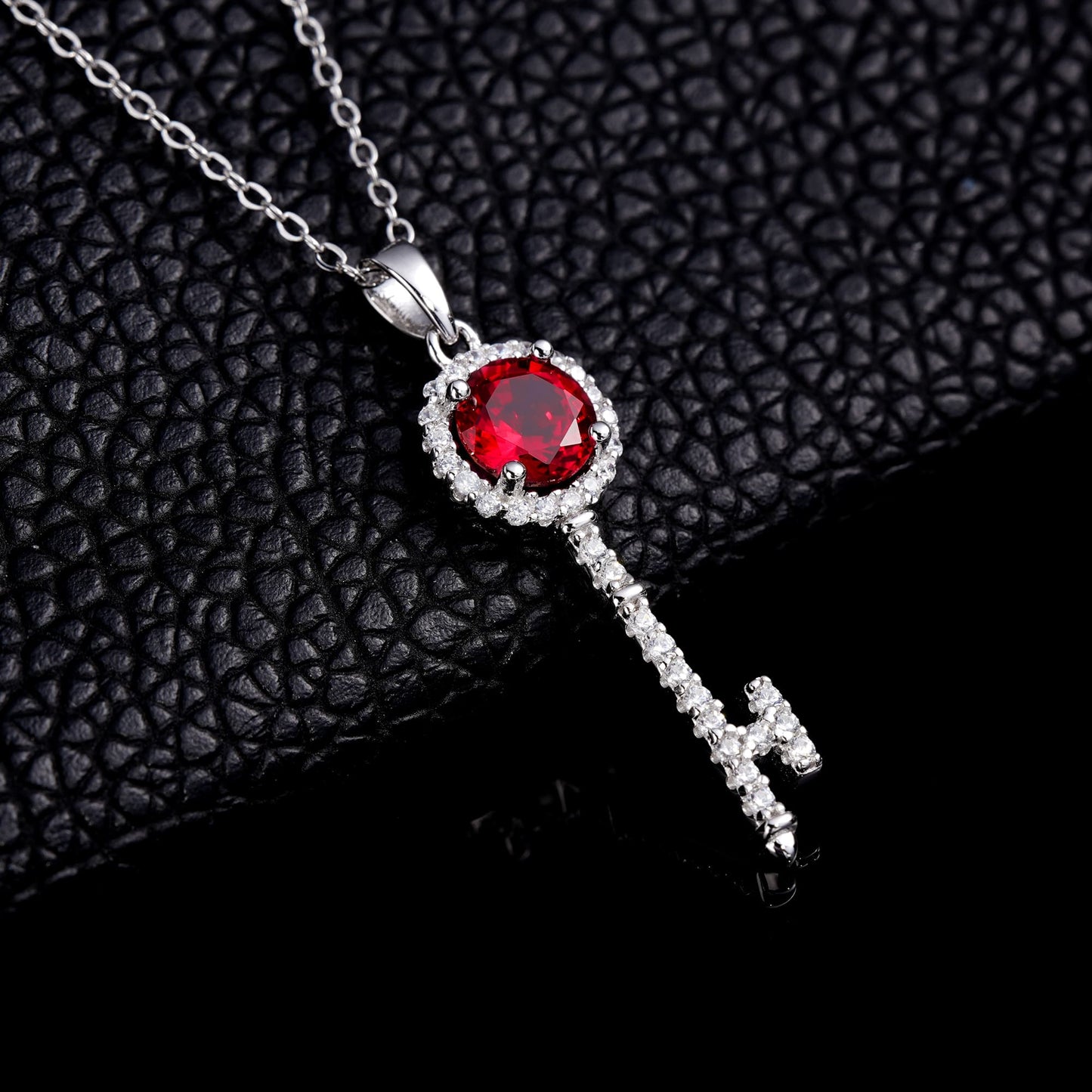 Geometry Lab Ruby Necklace | Rhodium-Plated S925 Silver, Custom Available