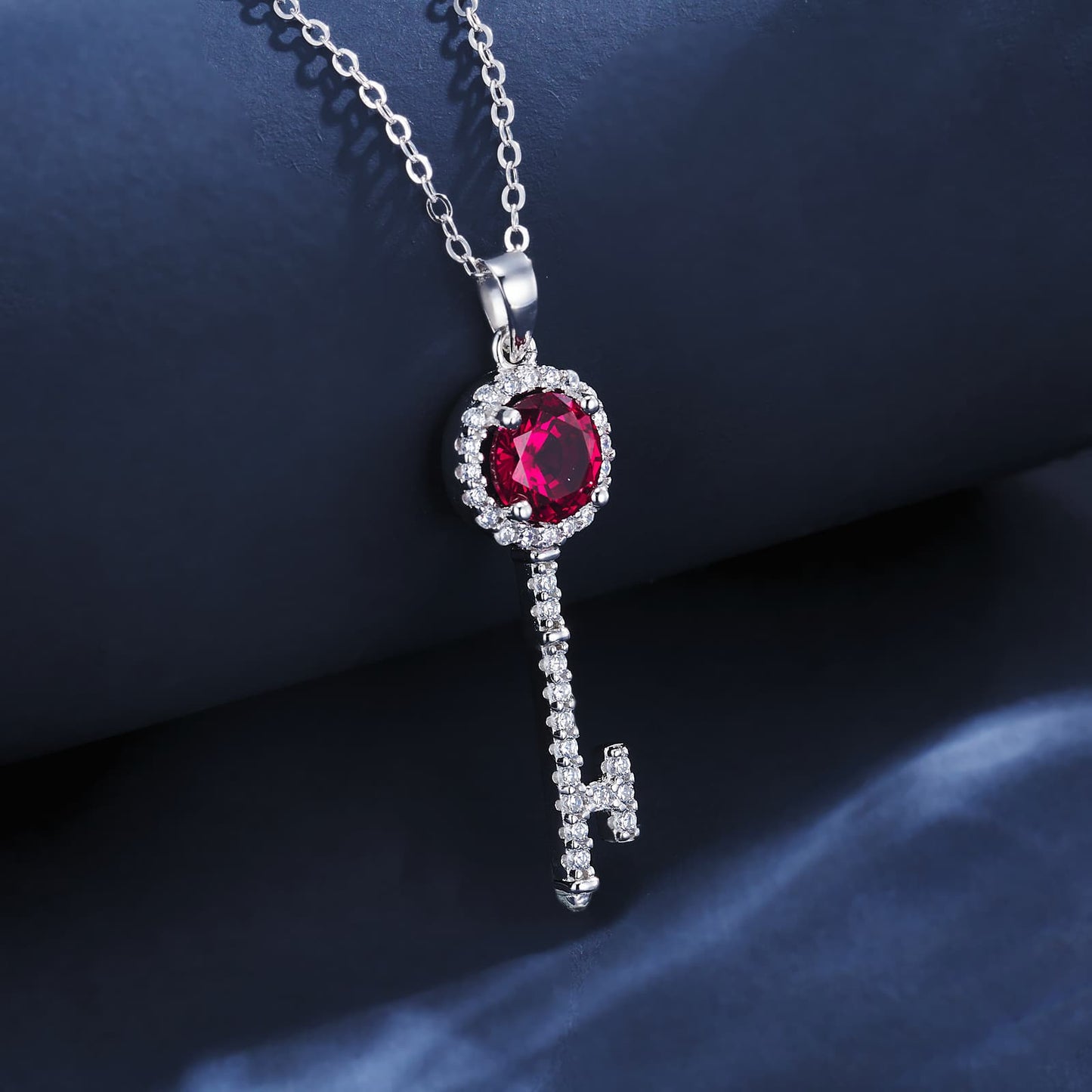 Geometry Lab Ruby Necklace | Rhodium-Plated S925 Silver, Custom Available