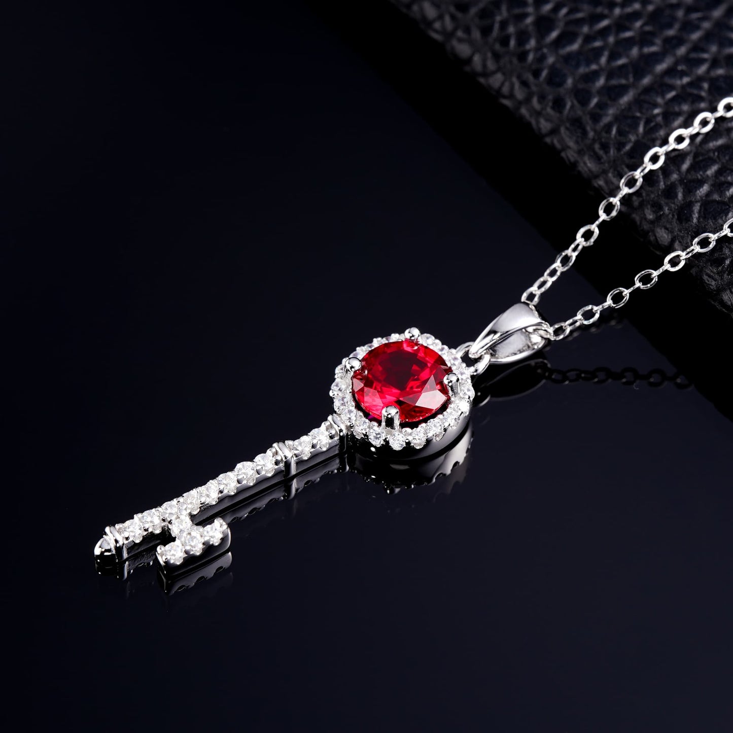 Geometry Lab Ruby Necklace | Rhodium-Plated S925 Silver, Custom Available