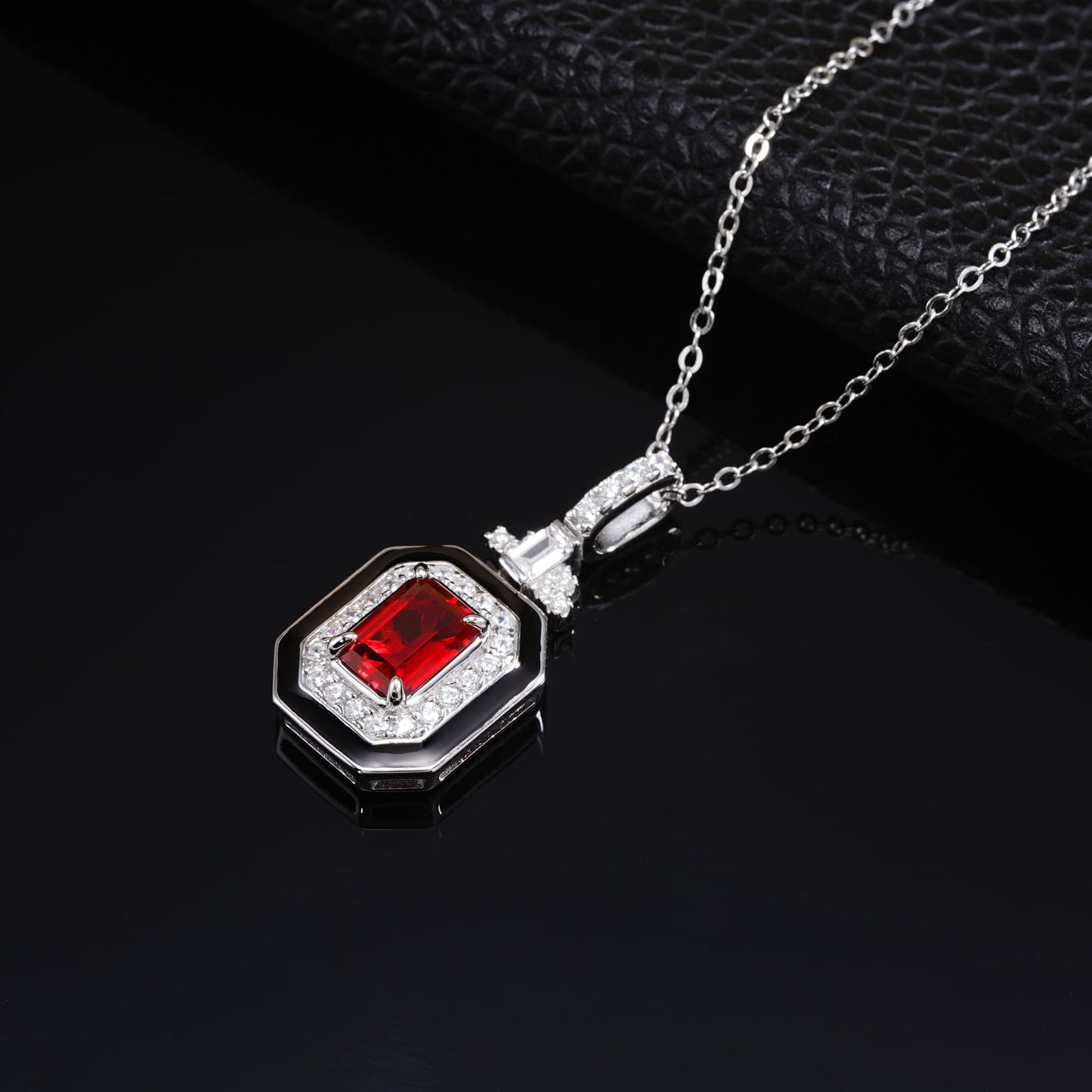 1ct SQ Lab Ruby Necklace | Rhodium-Plated S925 Silver, Custom Available