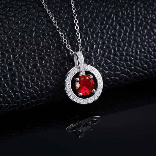 Geometry Lab Ruby Necklace | Rhodium-Plated S925 Silver, Custom Available