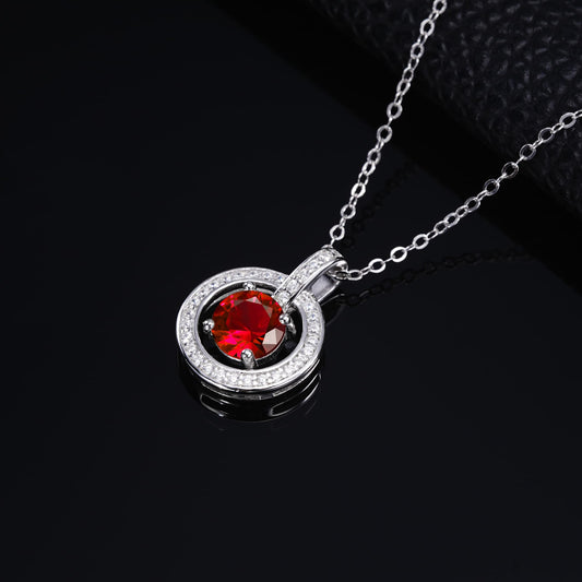 Geometry Lab Ruby Necklace | Rhodium-Plated S925 Silver, Custom Available