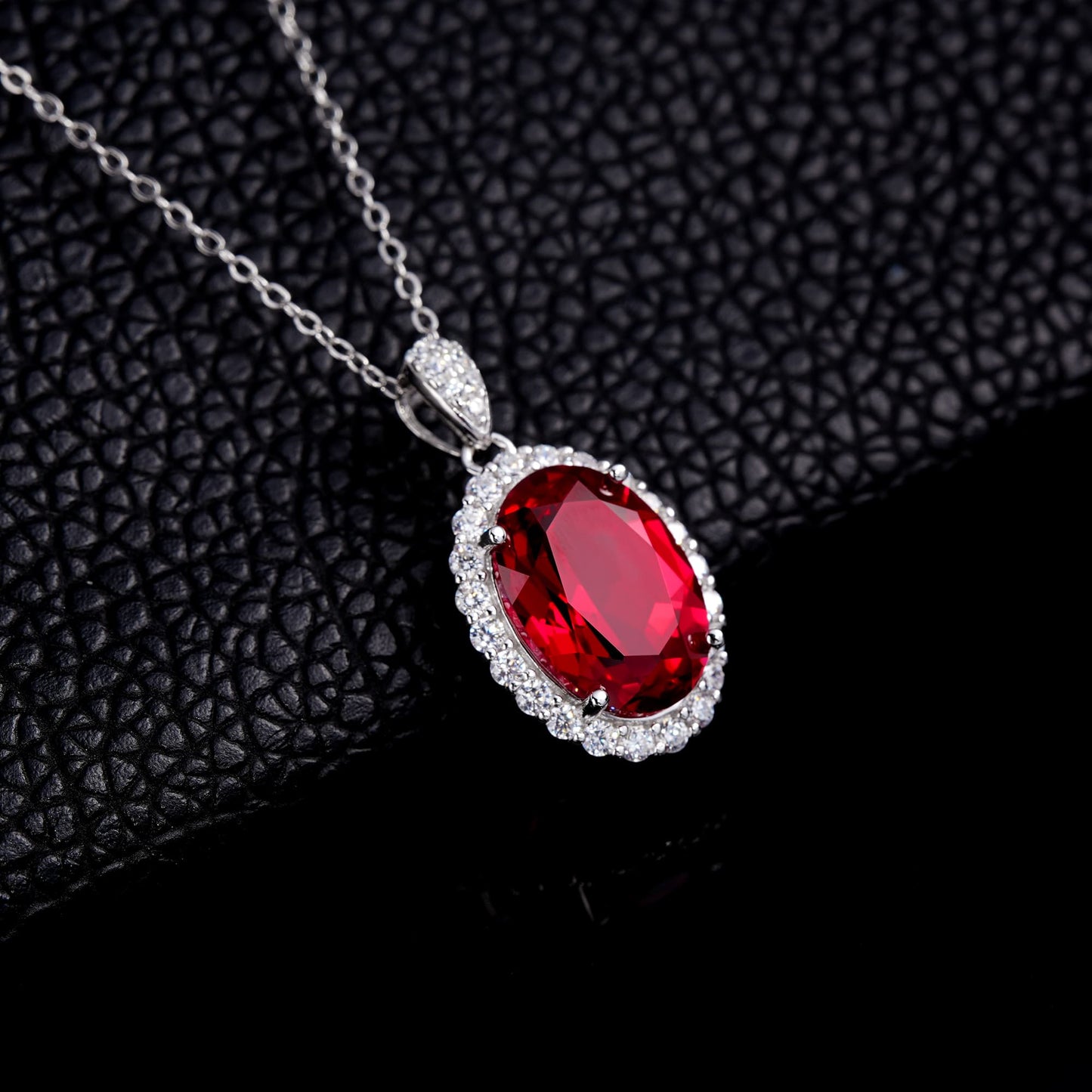 8ct Round Lab Ruby Necklace | Rhodium-Plated S925 Silver, Custom Available