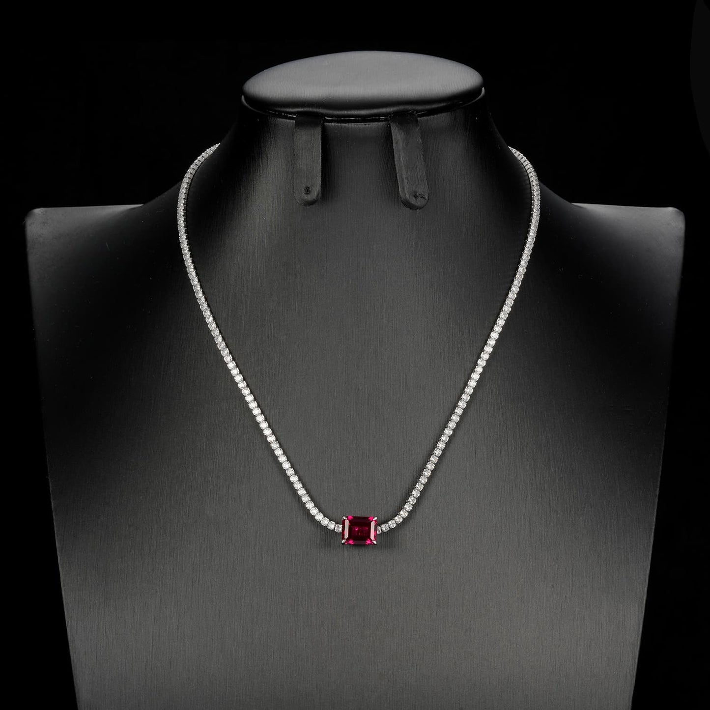 SQ Lab Ruby Necklace | Rhodium-Plated S925 Silver, Custom Available