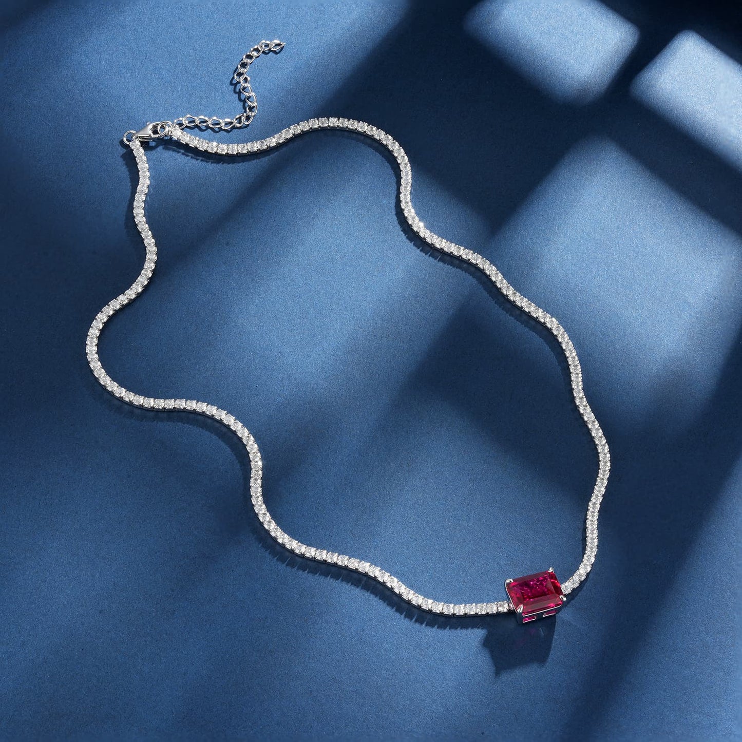 SQ Lab Ruby Necklace | Rhodium-Plated S925 Silver, Custom Available