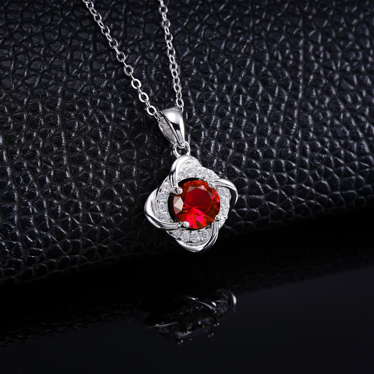 Geometry Lab Ruby Necklace | Rhodium-Plated S925 Silver, Custom Available