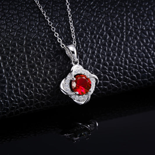 Geometry Lab Ruby Necklace | Rhodium-Plated S925 Silver, Custom Available