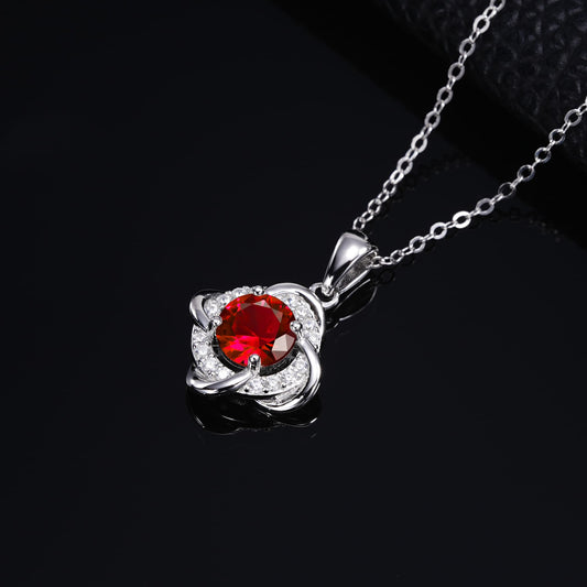 Geometry Lab Ruby Necklace | Rhodium-Plated S925 Silver, Custom Available