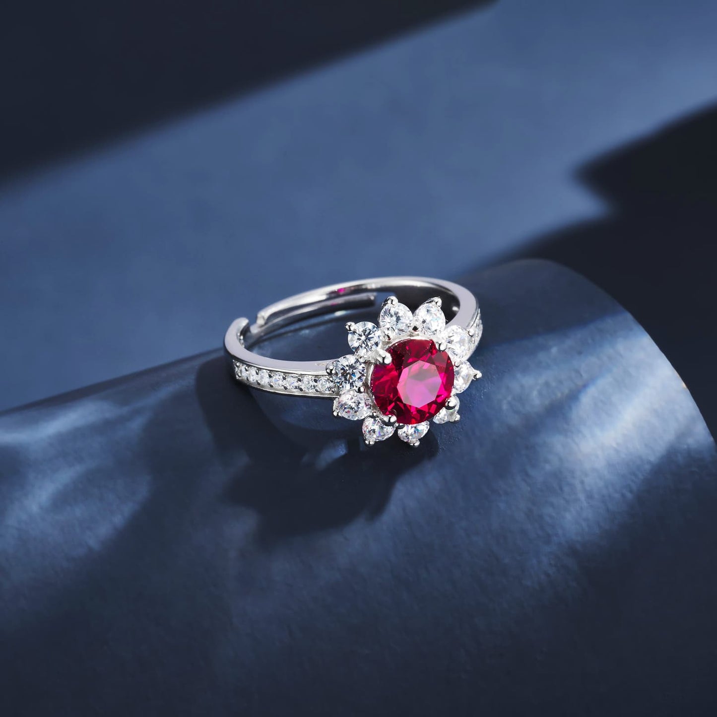 1.2ct Geometry Lab Ruby Ring | Rhodium-Plated S925 Silver, Custom Available