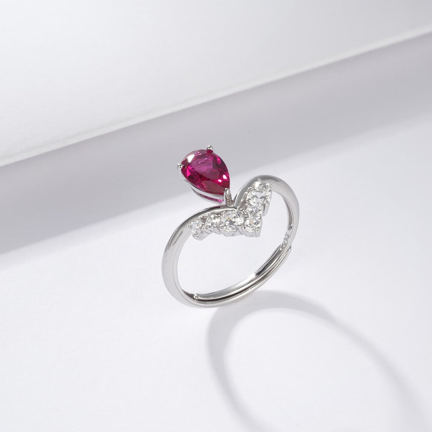 1.08ct Geometry Lab Ruby Ring | Rhodium-Plated S925 Silver, Custom Available